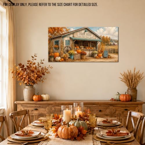 WAXWHELK Farmhouse Fall Canvas Wall Art Rustic Farmhouse Painting Pictures, Farm Fresh Pumpkin Harvest Artwork for Living Room Bedroom Home Decor (16"x32") - Image 4