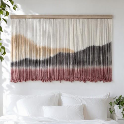 AKSWSHO Large Dip-Dye Macrame Wall Hanging Tapestry 59"x38" by Unknown