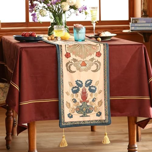 Patdrea Designer Vintage French Velvet Table Runner,12"X118"-Herbert E - Image 5