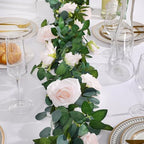 10 Pcs 5.6 ft Artificial Rose Eucalyptus Garlands - Image 3