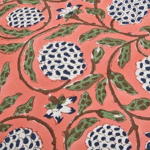 Ridhi Dark Salmon Pink Floral Block Print Throw Pillow Covers 20x20 Inch - Image 6