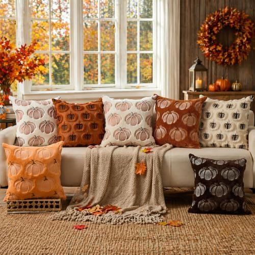 DFXSZ Fall Pillow Covers 26x26 Rust Pumpkin Plush Autumn Home Decor 093B26 - Image 7