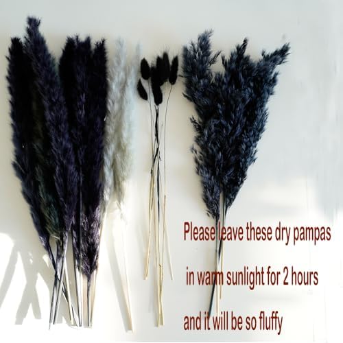 17" Black & Dark Grey Dried Flower Bouquet, DIY for Bohemian Home Decor - Image 7