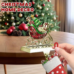 GUOER 4 Pack Christmas Stocking Holder Set for Mantle Christmas Decorations Mantle Fireplace Topper-House, Sleigh,Snowman and Christmas Tree Hangers Decorative Metal Hanger(Golden) - Image 6