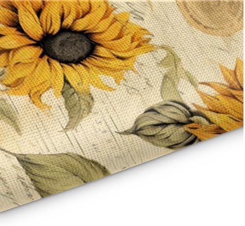 Vintage Sunflower Newspaper Floral Placemats Set of 6 Decorative Dinner Place Mats Washable Table Mat for Gifts, Holiday, Birthday Party, Wedding & Dining - Image 3