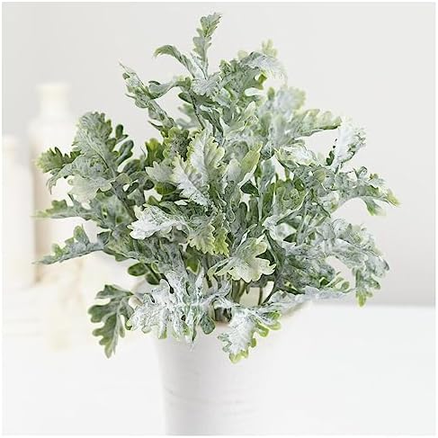 Artificial Dusty Miller Bush – 16" Faux Greenery Summer & Everyday Décor by FactoryDirectCraft
