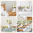 Domensi 6 Sets Wedding Centerpiece for Table Decoration Artificial Fake Rose Flowers with Metal Vase, Faux Silk Rose Bouquet Floral Arrangements for Bridal Shower Home Dining Party (White) - Image 6