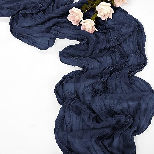 20 Pack Navy Blue Table Runners 10Ft Cheesecloth Table Runner Boho Gauze Cheese Cloth Table Runner Romantic Long Sheer Fabric Table Runners for Wedding Party Bridal Shower - Image 4