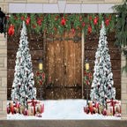 7x8ft Christmas Garage Door Decorations Christmas Barn Xmas Tree Christmas Ball Snowflake Garage Backdrop for Xmas Eve Holiday Outdoor Wall Decor Winter Holiday Background Sign for Garage Door - Image 5