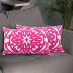 Alysheer Embroidered Lumbar Throw Pillow Cover 12"x 20" Set of 2, Hot Pink - Image 4