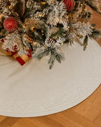 36 Inch White Knitted Christmas Tree Skirt Small Thick Cable Knit Round Cream for 4ft 5ft Tree Rustic Farmhouse Neutral Christmas Decor Tree Base Cover Xmas Home Decor (White-03) - Image 4