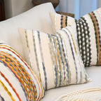 Aeckself Boho Pillow Covers 18x18 Inch Set of 2, Farmhouse Decorative Striped Square Chenille Tufted Accent Neutral Throw Pillow Covers for Living Room Couch Bed, Green - Image 6