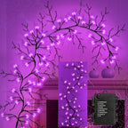 Couah [8 Modes & Timer] 9 Ft 72 LED Halloween Willow Vine Twig Garland with Purple Lights Battery Operated Indoor/Outdoor Wall Fireplace Mantle Halloween Decorations by Couah