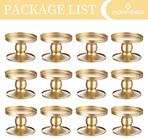 Romadedi 2-in-1 Gold Metal Pillar and Taper Candle Holders, Set of 12 - Image 6