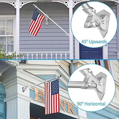 ZMTECH Flag Pole - Upgraded Bracket, (2 Packs) 6 FT Stainless Steel Flag Poles for Outside House, Residential or Commerical, Tangle Free Flag Pole Kit for American Flag (Without Flag, Silver) - Image 4