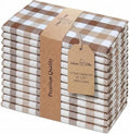 Urban Villa Cloth Napkins Cotton 20x20 (Set of 12) Taupe/Chocolate by CottonTrends