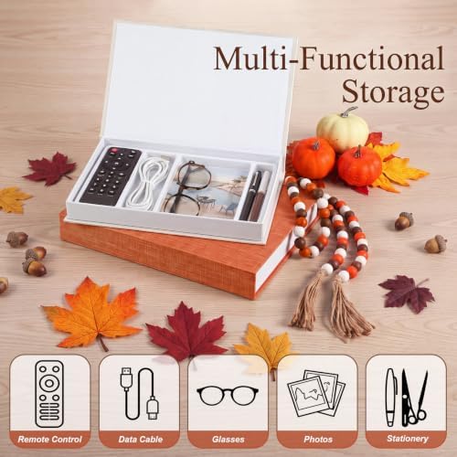 Pinkunn 13 Pcs Fall Decorative Books Linen Faux Books Storage Box Home Set - Image 5