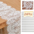 12 Pack White Lace Table Runners 14 x 120 Inch White Rustic Lace Fabric Table Runners with Rose Embroidered Floral Vintage Table-Runner for Party Wedding Bridal Shower Decorations by Unknown