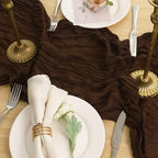 8 Pack Brown Cheesecloth Table Runner 120 Inch Boho Wedding Decor - Image 5