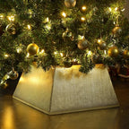 Blissun Fabric Christmas Tree Collar, Square Shiny Tree Ring, Willow Christmas Tree Skirt for Christmas Tree Decorations (Shiny Gold) - Image 6