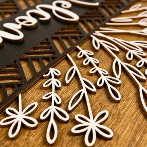 Personalized 14'' Welcome Sign for Front Door Decor,3D Custom Last Name Sign for Front Door,Modern Farmhouse Wood Round Wreath,Custom Name Housewarming,Wedding & Engagement Gifts for New Home - Image 6