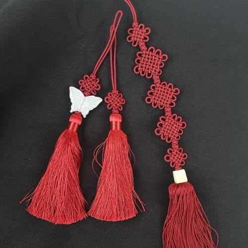 5-Tier Chrysanthemum Knot Norigae - Traditional Korean Long Maedeup Pendant Ornament - Four Colors Hanbok Tassel Bag Charm (Pink) - Image 2
