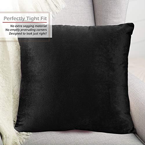 Nestl Throw Pillow Covers, Cozy Velvet Decorative Autumn Pillow Covers 22 x 22 Inches, Soft Solid Couch Pillow Covers for Sofa, Bed and Car, Set of 2 - Black - Image 4
