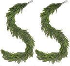 2 Pcs 6 Ft Christmas Garland Real Touch Norfolk Pine Garland Christmas Decorations Faux Realistic Winter Pine Garlands for Mantle, Table, Stairs, Doorframe, Fireplace Indoor Outdoor Holiday Xmas Decor - Image 5