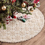 Civaner 48in Beige Snowflake Christmas Tree Skirt Faux Fur - Image 4