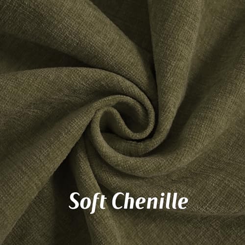FUTEI Pack of 2 Chenille Throw Pillow Covers 18x18 Inch, Olive Green - Image 2
