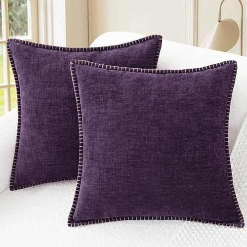 CaliTime Decorative Couch Throw Pillow Covers 22 X 22 Inches Plum Purple by CaliTime