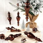 Mercury Glass Christmas Ornaments, Vintage Finial Decorations, Brown, 6-Pc - Image 6