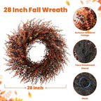 28" Fall Gradient Eucalyptus Wreaths for Front Door,Fall Decorations - Image 2