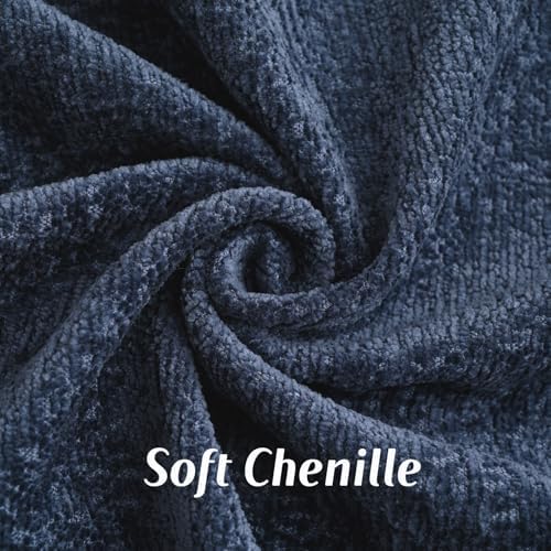 FUTEI Pack of 2 Chenille Soft Throw Pillow Covers 20x20 Inch, Navy Blue - Image 2