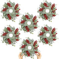 6 Pcs Christmas Artificial Christmas Eucalyptus 10 Inch Greenery Wreath for Front Door Cabinets Indoor Outdoor Wall Decor Christmas Wall Home Kitchen Porch Window Decoration by Gosodeny