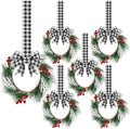 Crowye 6 Pcs Mini Christmas Wreaths Kitchen Cabinet Door, Black and White by Crowye