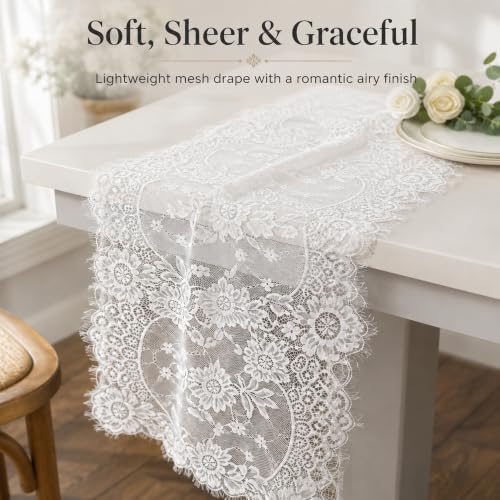 24 Pack White Lace Table Runner 120" Long Vintage Floral Decor - Image 6