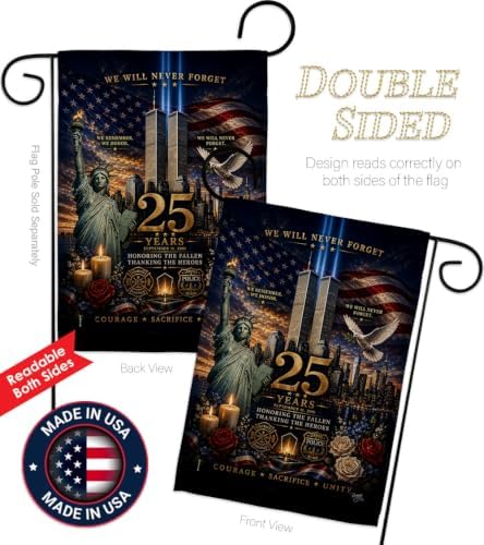 25th 9/11Honoring Fallen Thanking Heroes Flag Wall Holder Kit September 11 25th Poster Patriot Day Yard Decor Memorial Gifts Commemorative Memorabilia Decorations Garden Remembrance Tribute Tapestry - Image 3
