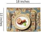 Extra Luxury Dinner Placemats Set of 6,with Vintage Damask Jacquard Design for Dining Room,Living Room,Home Decor,Elegant Beaded Tapestry (Dark Cyan, 6 piece 13×18 Placemats) - Image 2
