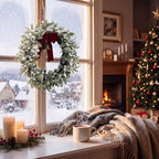 13 Inch Snowing Christmas Mistletoe Wreath, Christmas Door Decor - Image 5