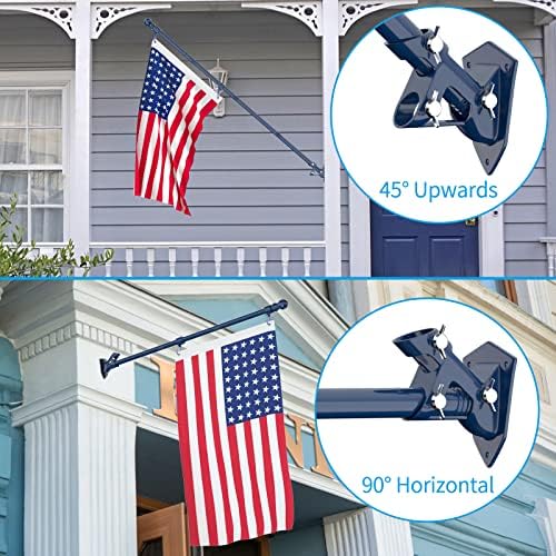 ZMTECH Flag Pole - Upgraded Bracket,(2 Packs) 6 FT Stainless Steel Flag Poles for Outside House, Residential or Commerical, Tangle Free Flag Pole Kit for American Flag (Without Flag, Blue) - Image 2