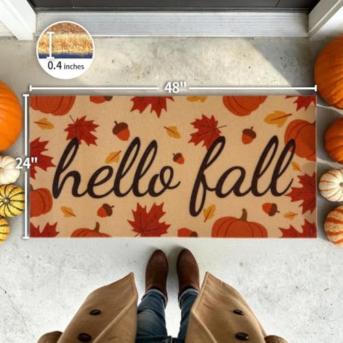Fall Door Mat, Non Slip Outdoor Front Porch Welcome Mat 24"x48" - Image 2