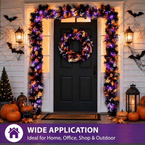 Riceshoot 6 ft Pre-lit Artificial Halloween Garland with LED Mixed Ball - Image 4