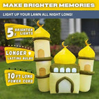6FT Ramadan Inflatable Yellow and Green Mosque - Islamic Ramadan Decor for Outdoor Front/Back Lawns, Built-in LED Lights and Fan to Blow Up with Air, Iftar/Eid Gift - Image 4