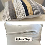 Boho Throw Pillow Cover 20x20, Black Gray Textured Decorative Pillow Cover, Handwoven Moroccan Accent Cushion Case, Wool Cotton Farmhouse Home Decor (1 Piece) - Image 5
