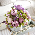 FiveSeasonStuff Pure Purple Artificial Peony Bouquet Set of 2 - Image 2