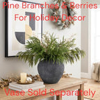Christmas Faux Arrangement for Centerpieces - Pine Branches & White Berries - Image 2