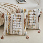 Chenille Striped Tufted Textured Boho Throw Pillow Covers 18x18 Set of 2 - Image 2