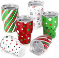 6 Pcs Set, Mini Shot Glasses with Christmas Stocking, Lids, and Straws, 3oz Stainless Steel Christmas Cups for Holiday Party, Family Gathering, and Christmas Stocking Stuffers by NatuBeau
