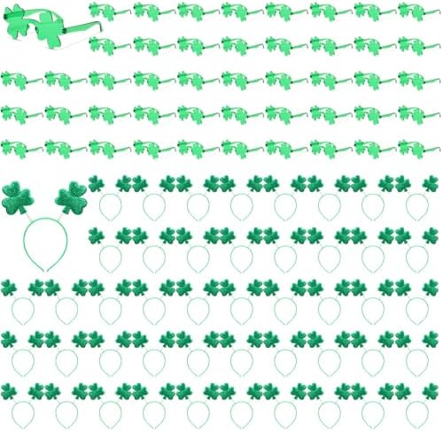 Crowye 100 Pcs St. Patrick's Day Accessories Bulk (Four Leaf Clover) by Crowye